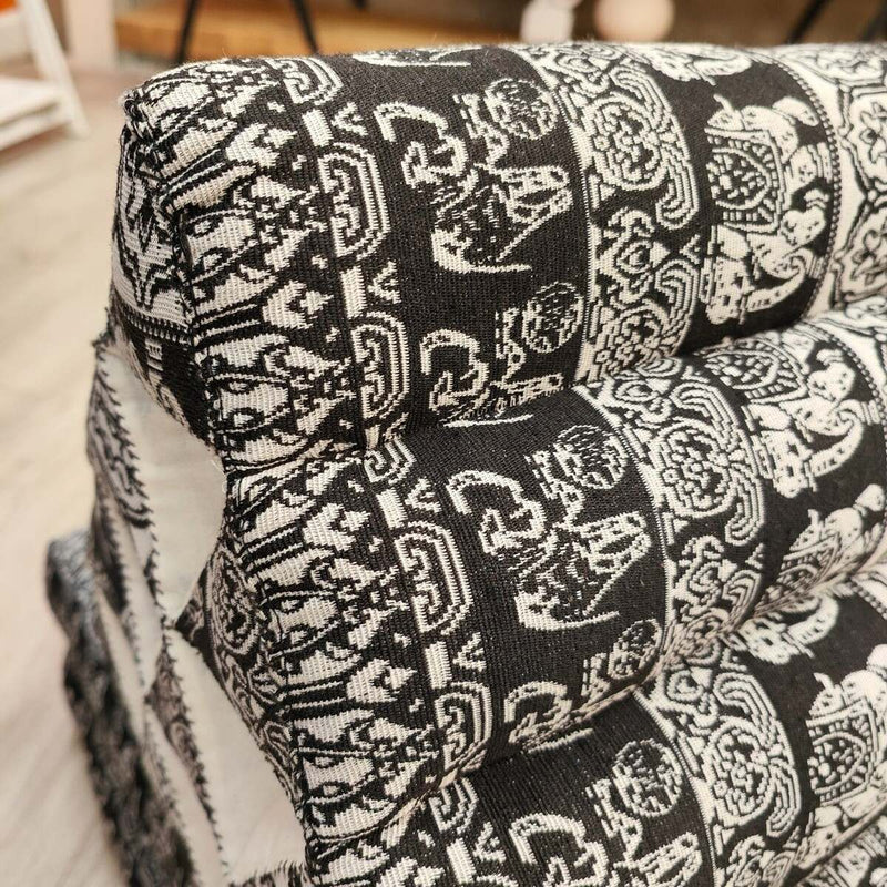 Thai Triangle Pillow Mattress - Black Elephant