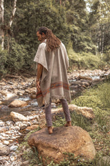 Men's Long Square Tribal Cashmere Poncho