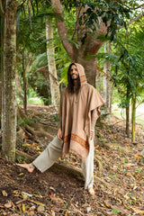 Men's Long Square Tribal Cashmere Poncho
