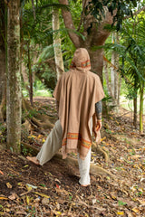 Men's Long Square Tribal Cashmere Poncho