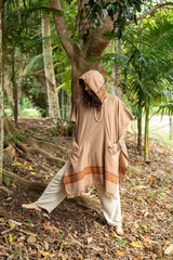 Men's Long Square Tribal Cashmere Poncho