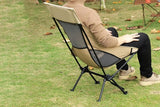 Portable Compact Camping Chair for Outdoor Camp Travel Picnic Lightweight Folding High Back Camping Chair With Head Support -Beige