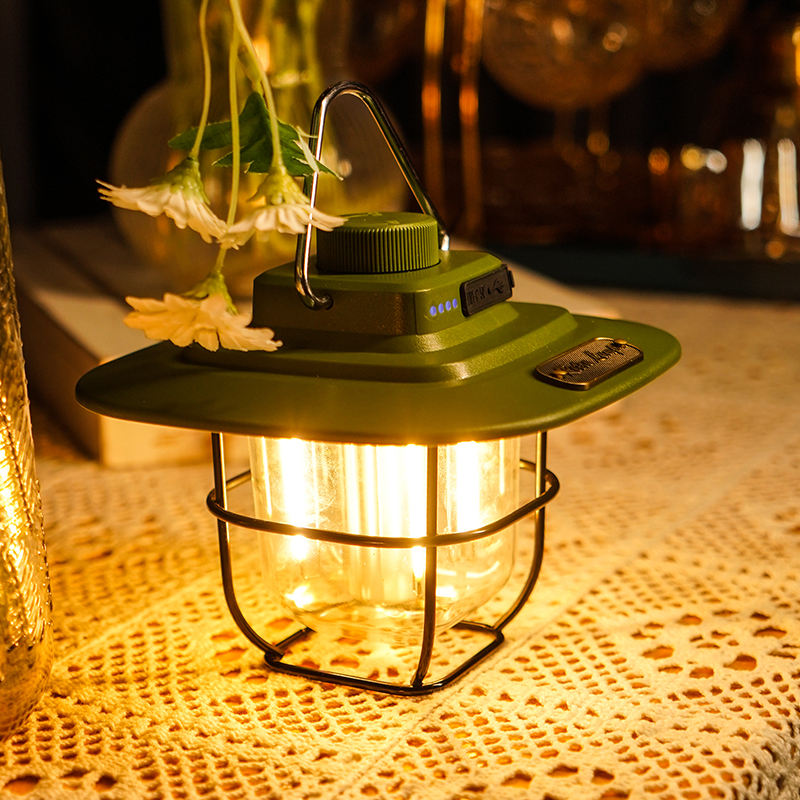 Green Vintage LED Camping Lantern