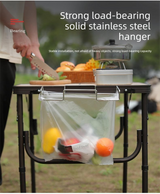 Portable Outdoor Camping Trash Bag Holder Stand Stainless Steel Folding Garbage Bag Rack for Picnic Kitchen and Student Desk Storage Natural