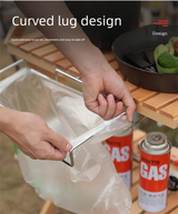 Portable Outdoor Camping Trash Bag Holder Stand Stainless Steel Folding Garbage Bag Rack for Picnic Kitchen and Student Desk Storage Natural