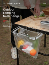 2 PCS Portable Folding Trash Bag Holder Stand Stainless Steel Garbage Bag Rack for Camping Picnic Kitchen and Student Desk Natural Finish