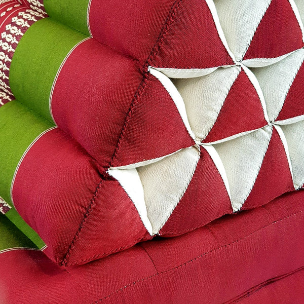 Thai Triangle Pillow Mattress - Red and Green