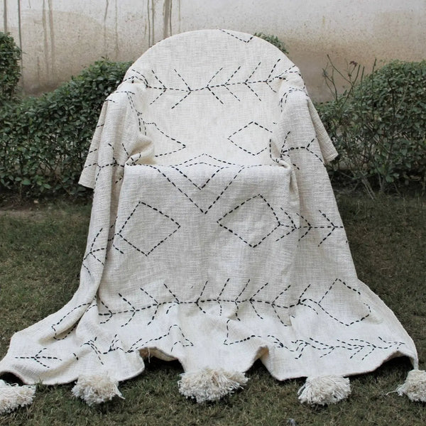 Bohemian Hand Stitched Cotton Blanket Throw 