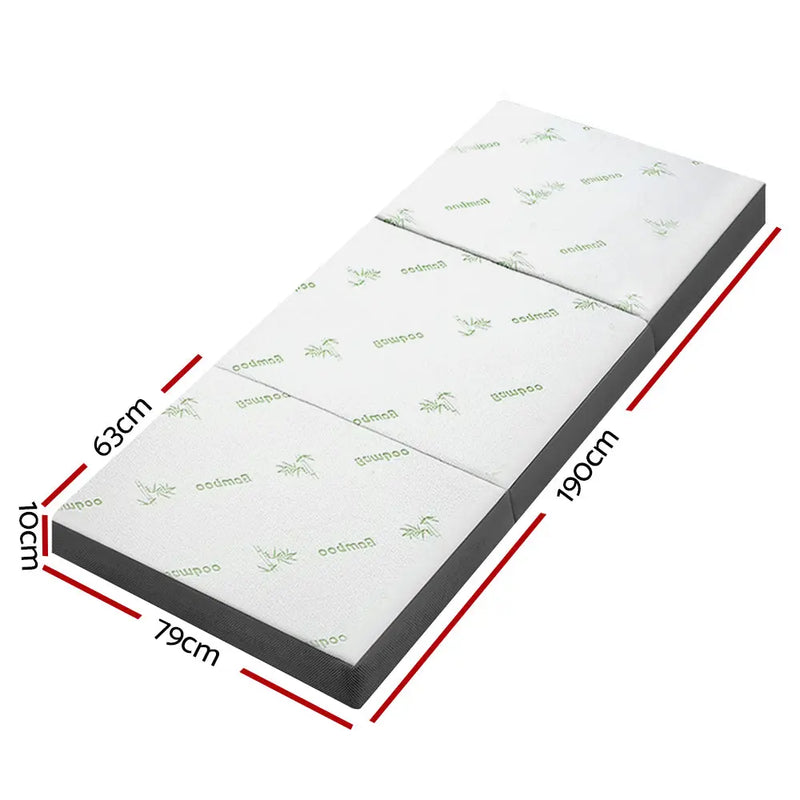 Foldable Bamboo-Topped Camping Mattress - Single