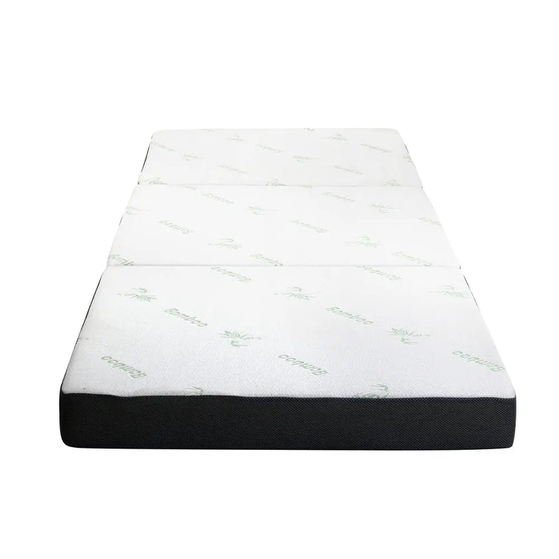 Foldable Bamboo-Topped Camping Mattress - Single