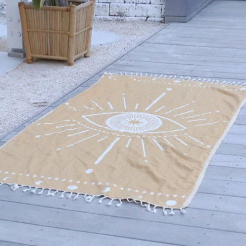 Gold LaLuna Eye Reversible Sand-Free Turkish Towel