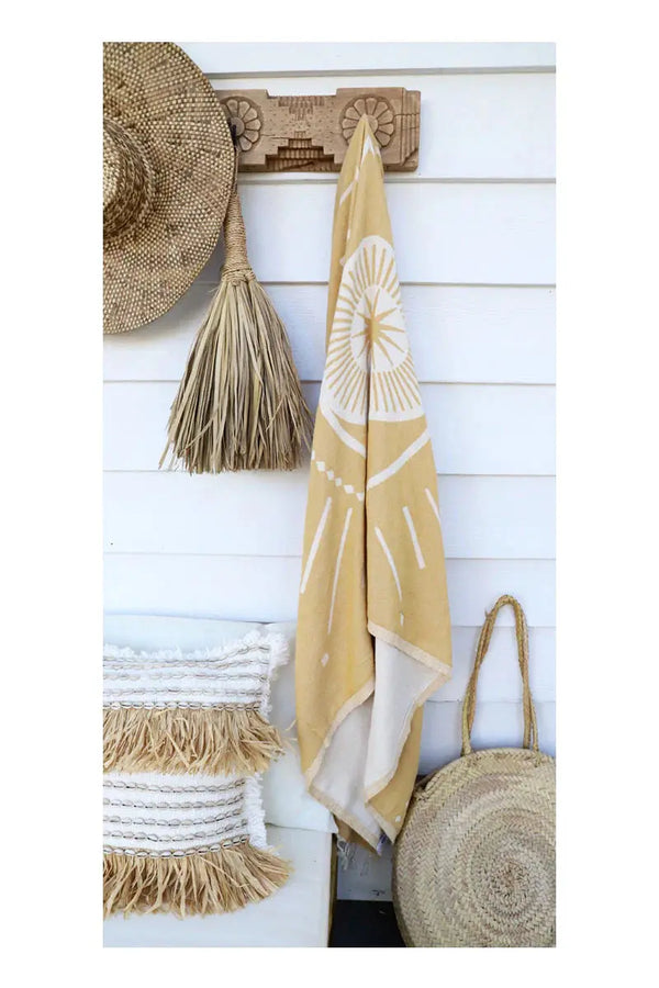 Gold LaLuna Eye Reversible Sand-Free Turkish Towel