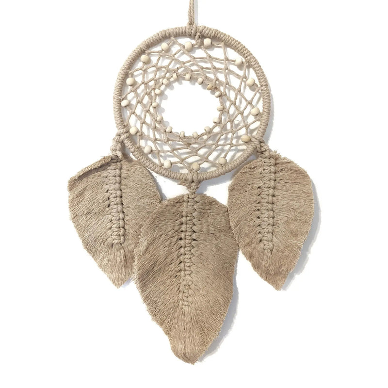 Latte Macrame Dreamcatcher with Beads 