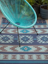 Peru Blue-Toned Reversible Recycled-Plastic Rug