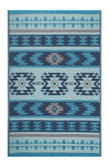Peru Blue-Toned Reversible Recycled-Plastic Rug