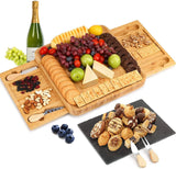 Bamboo Cheese Board Set with Knives and Stone
