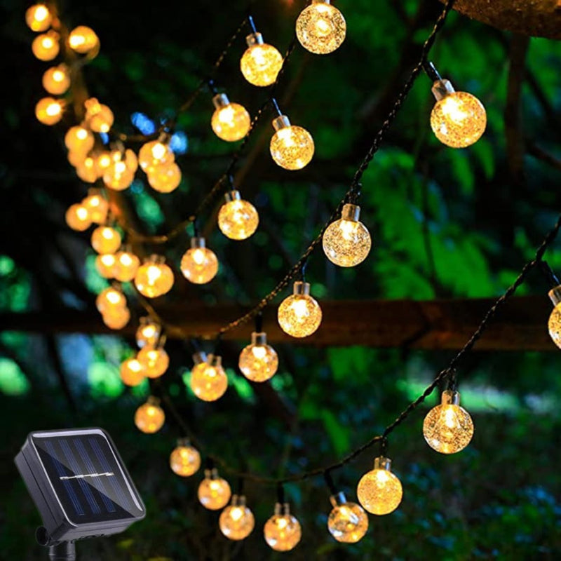 22m Crazed Globe Solar Festoon Lights