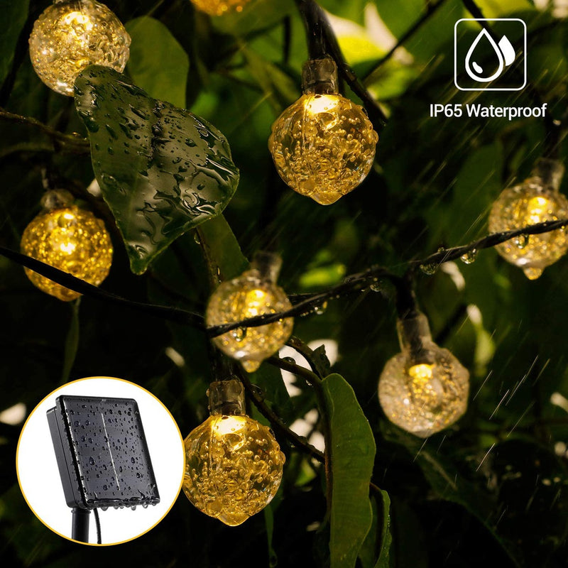 22m Crazed Globe Solar Festoon Lights