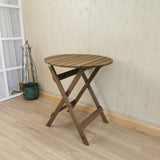 3 Piece Round Fir Wood Folding Table & Chairs Set