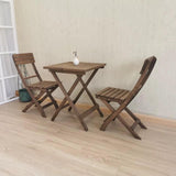 3 Piece Square Fir Wood Folding Table & Chairs Set