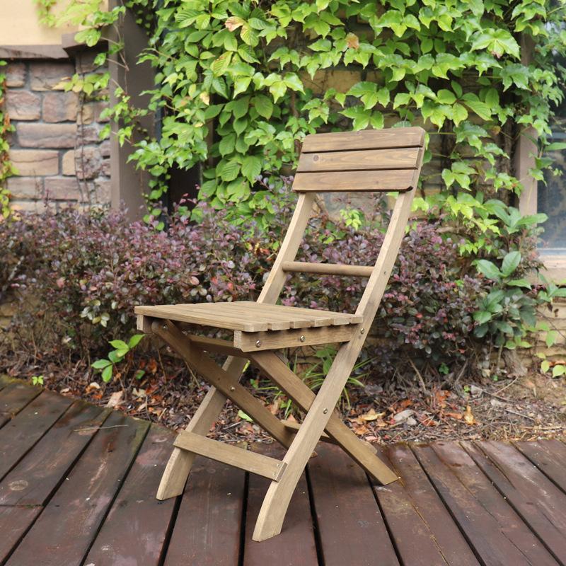 3 Piece Square Fir Wood Folding Table & Chairs Set