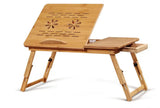 Foldable Adjustable Bamboo Laptop Table with Fan
