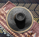 Straw Sun Hat - Black and Natural