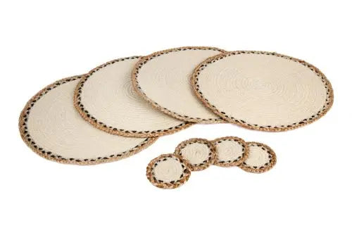 Set of Four Handmade Jute Round Placemats And Coasters