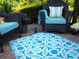 Seville Blue Reversible Recycled-Plastic Outdoor Rug